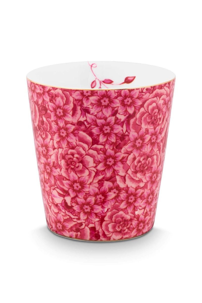 Royal Stripes Tasse Blumen & Teebeutelablage Dunkelrosa