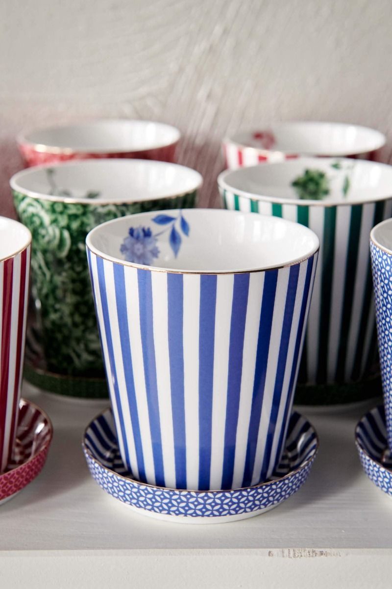 Tasse de Petite Taille & Conseil de Thé Royal Stripes Bleu