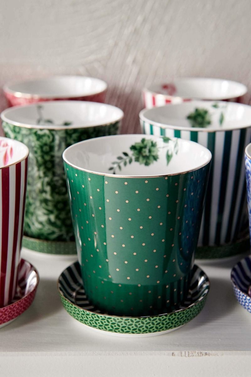 Royal Stripes Mug Dots & Tea Tip Green