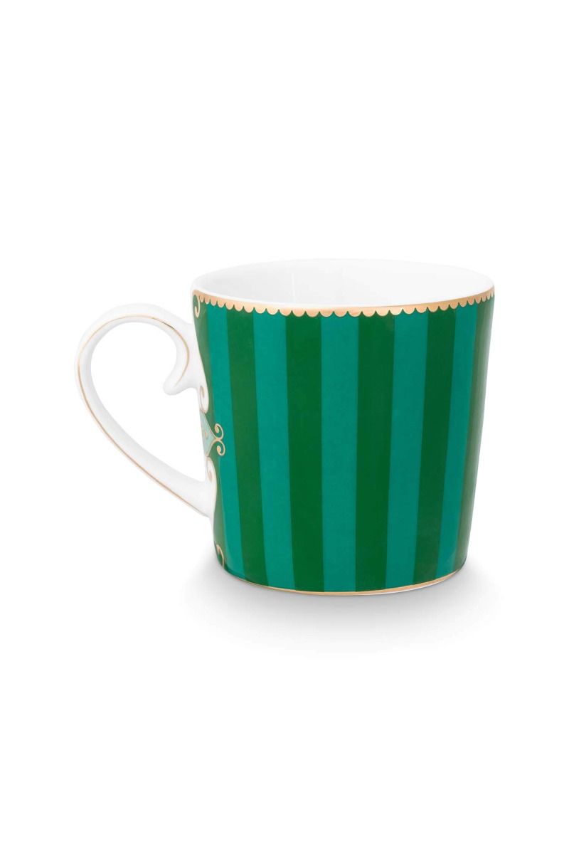 Love Birds Mug Small Stripes Green