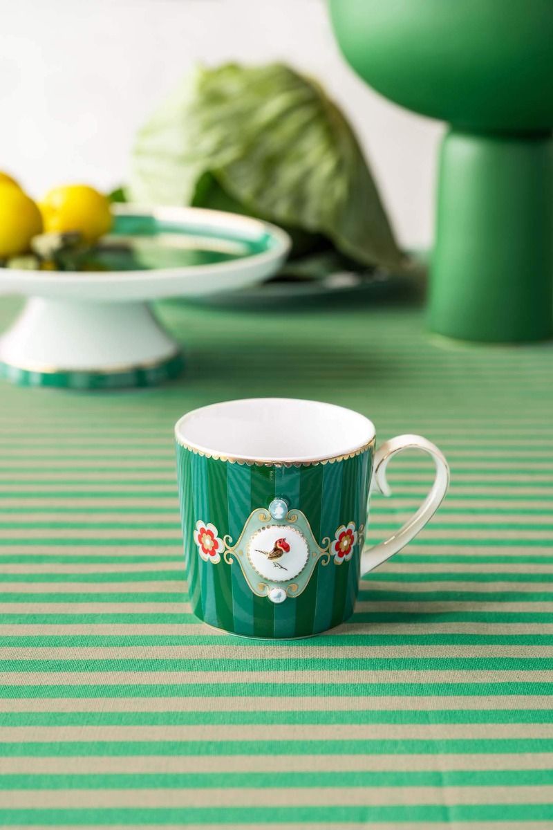 Love Birds Tasse Petite Rayures Vert