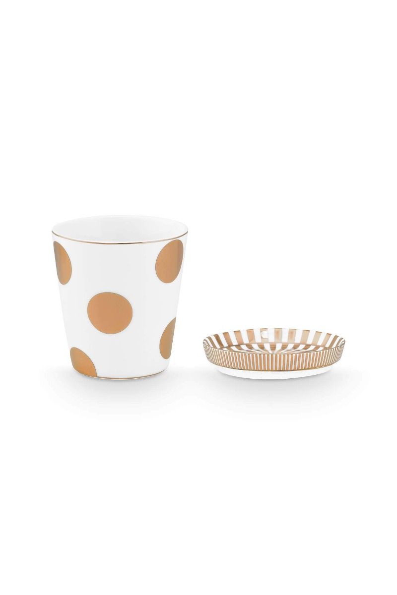 Tasse de Petite Taille & Conseil de Thé Dot Delight Blanc-Or