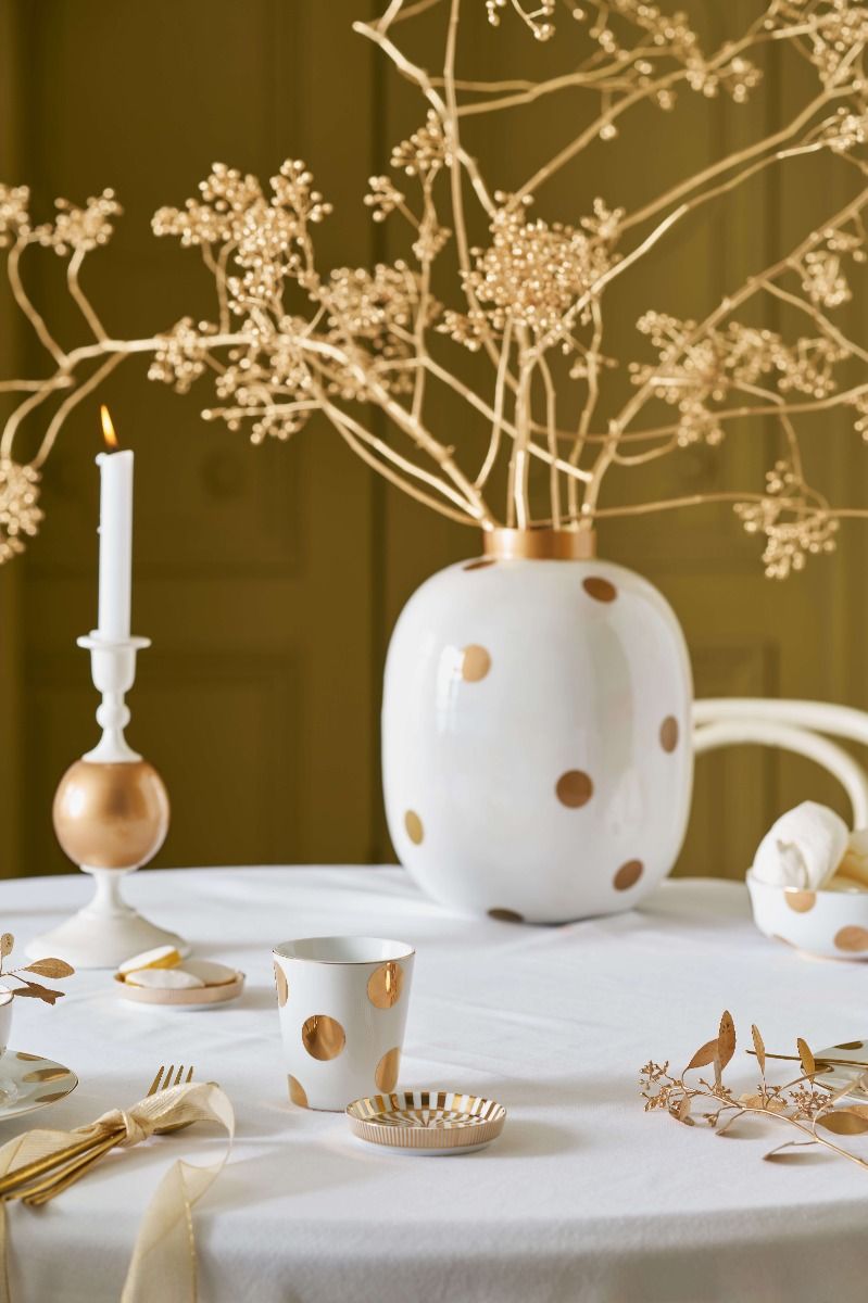 Tasse de Petite Taille & Conseil de Thé Dot Delight Blanc-Or