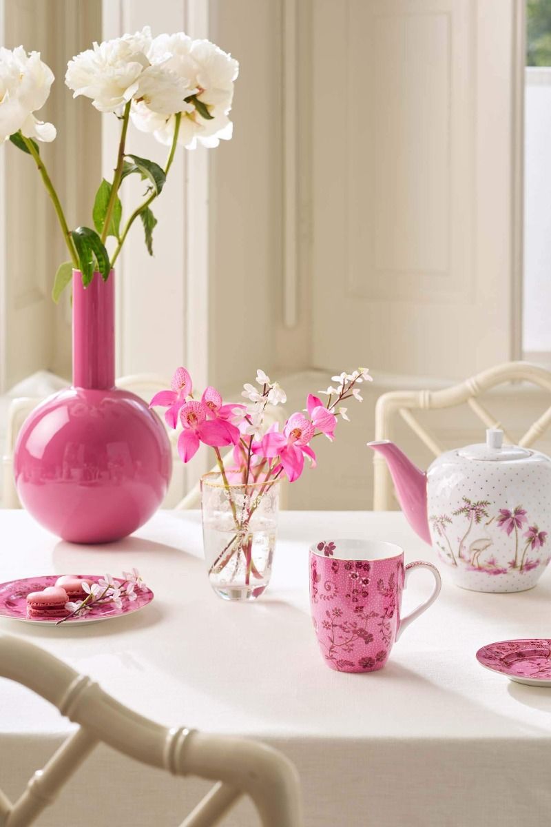 Mok Groot Jolie Bloemen Roze