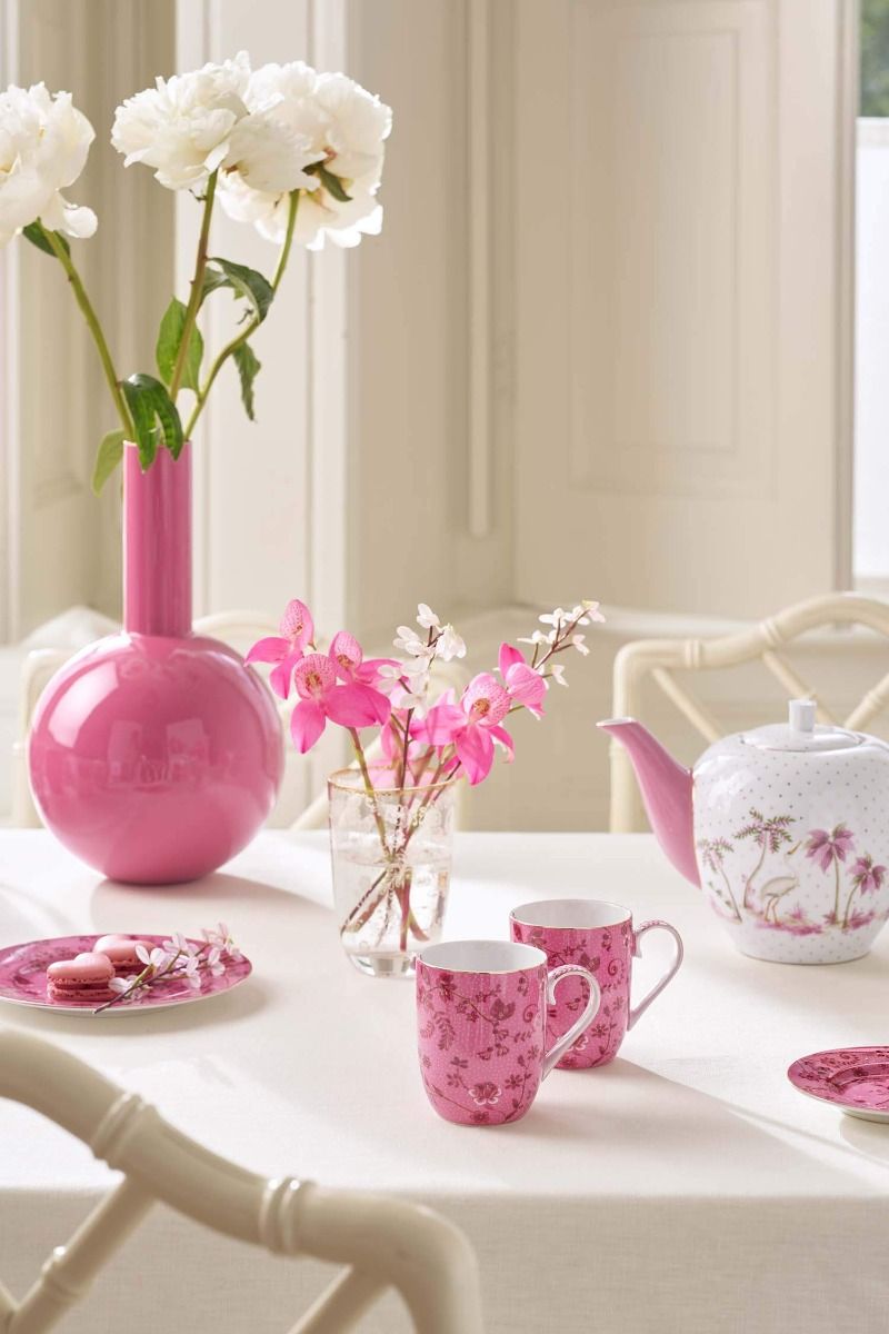 Set/2 Tassen Klein Jolie Blumen Rosa