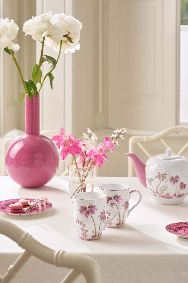 Set/2 Tasses de Grande Taille Jolie Points Or Rose