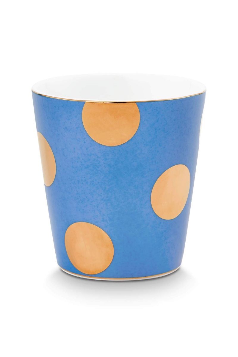 Set/2 Tasse sans Anse & Soucoupes à Thé Dot Delight Bleu Clair/Or 290ml