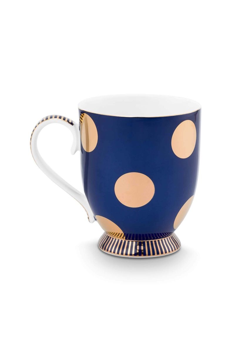 Set/2 Tasses Dot Delight Bleu Marine/Or 350ml