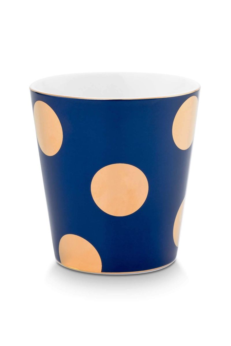 Set/2 Tasse sans Anse & Soucoupes à Thé Dot Delight Bleu Marine/Or 290ml