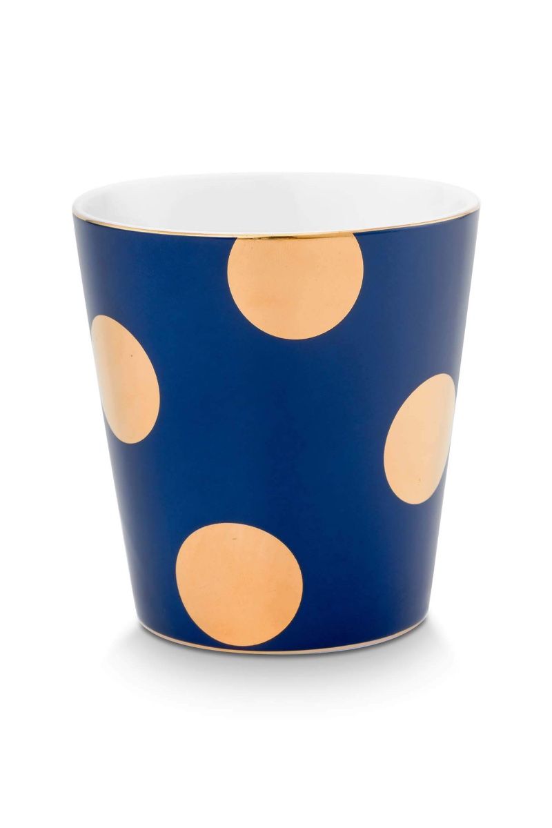 Set/2 Tasse sans Anse & Soucoupes à Thé Dot Delight Bleu Marine/Or 290ml