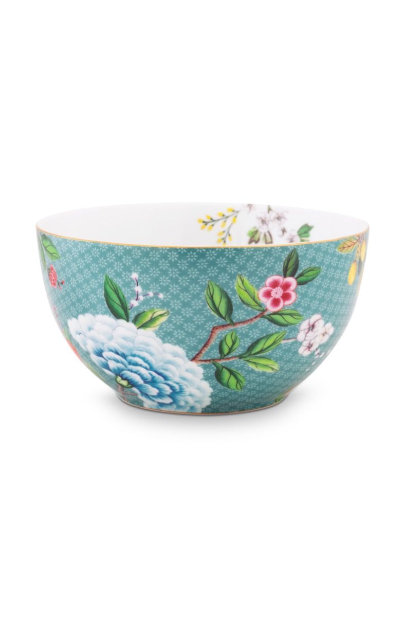 Blushing Birds grote kom blauw 23 cm
