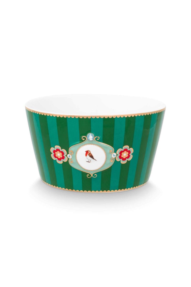 Love Birds Bowl Stripes Green 15cm