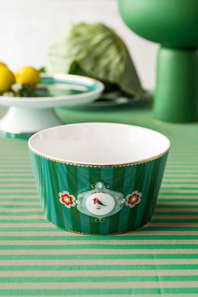 Love Birds Bowl Stripes Green 15cm