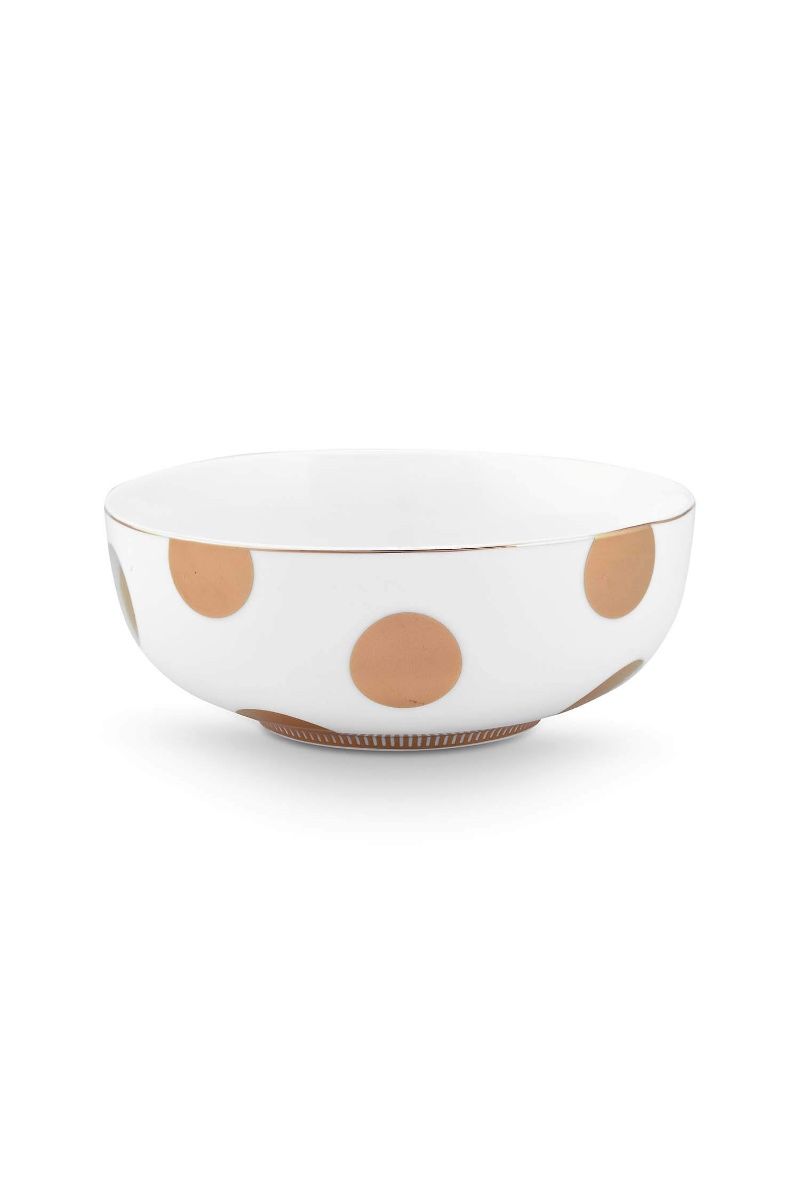 Set/2 Bol Dot Delight Blanc/Or 15cm