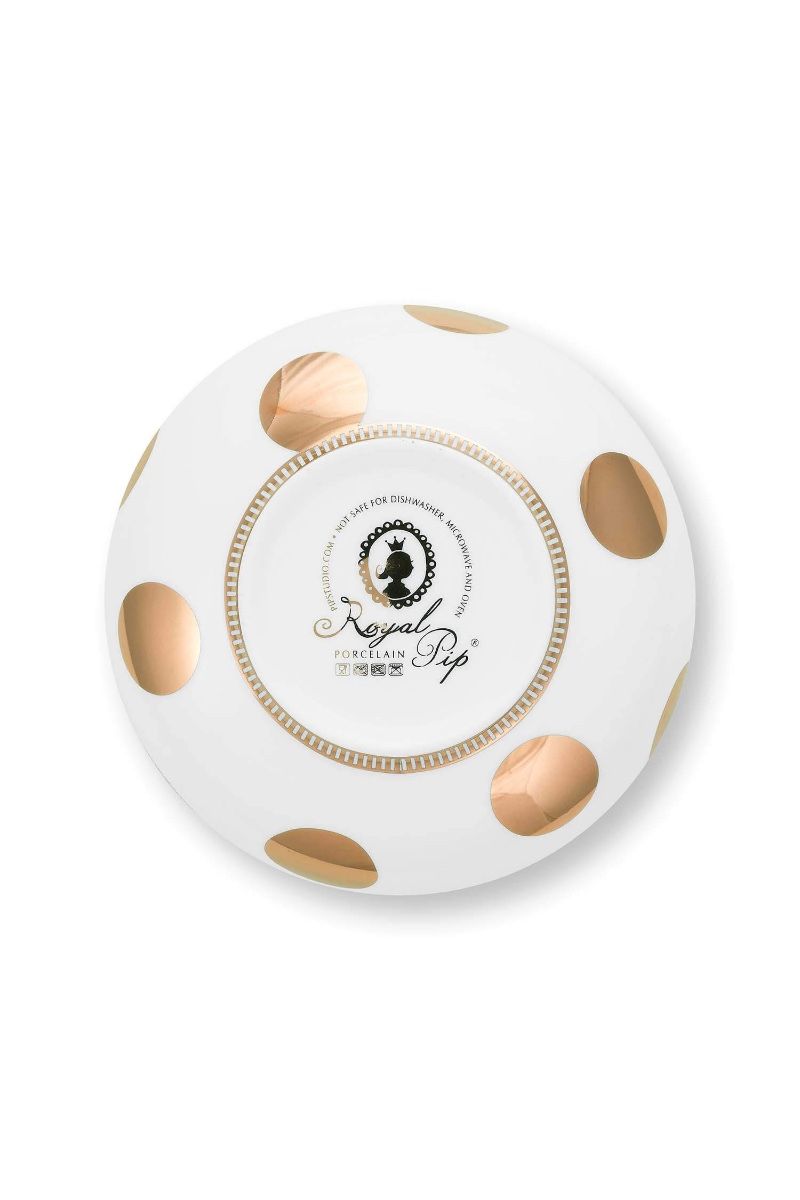 Set/2 Bol Dot Delight Blanc/Or 15cm
