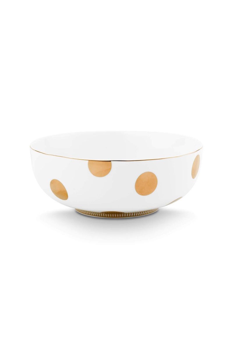 Set/2 Bowls Dot Delight White/Gold 20cm