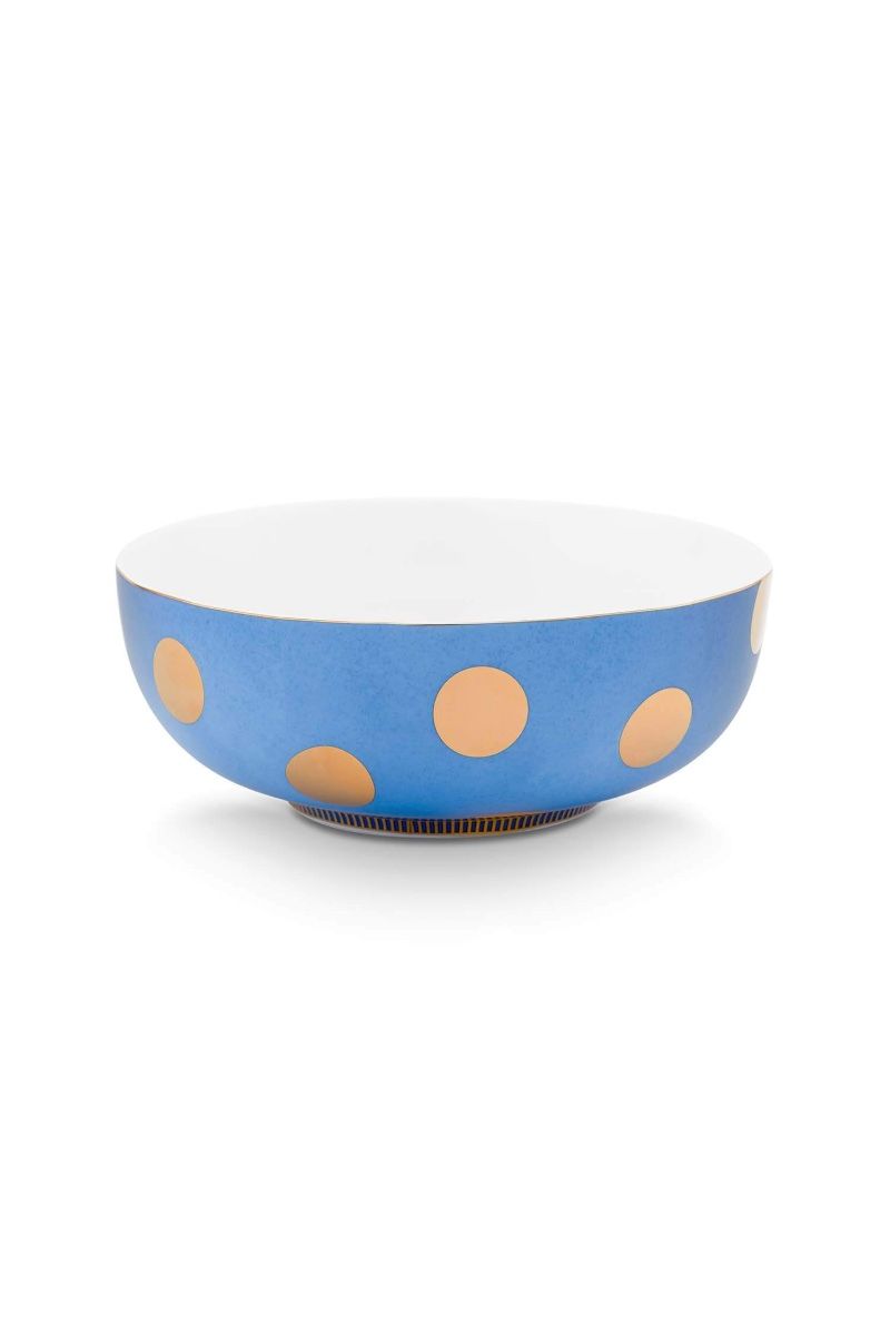 Set/2 Bowls Dot Delight Light Blue/Gold 20cm