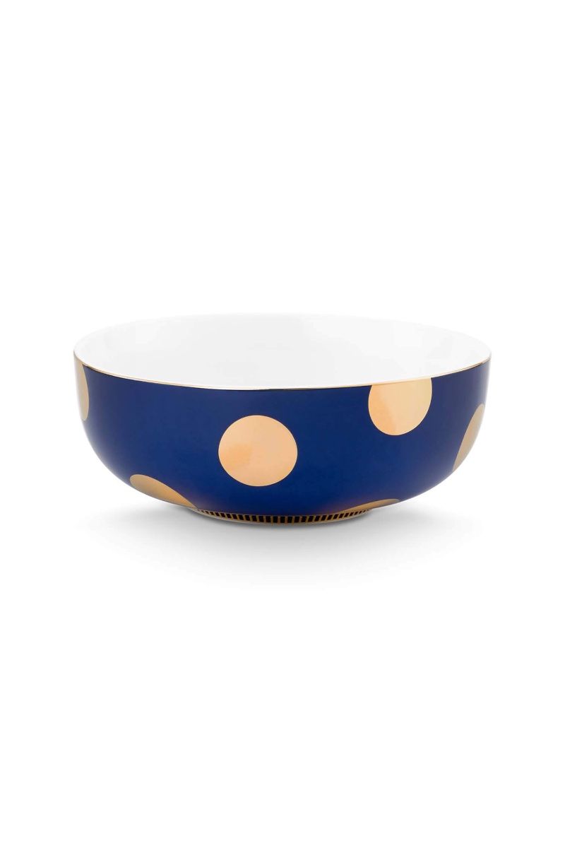 Set/2 Bol Dot Delight Bleu Marine/Or 15cm