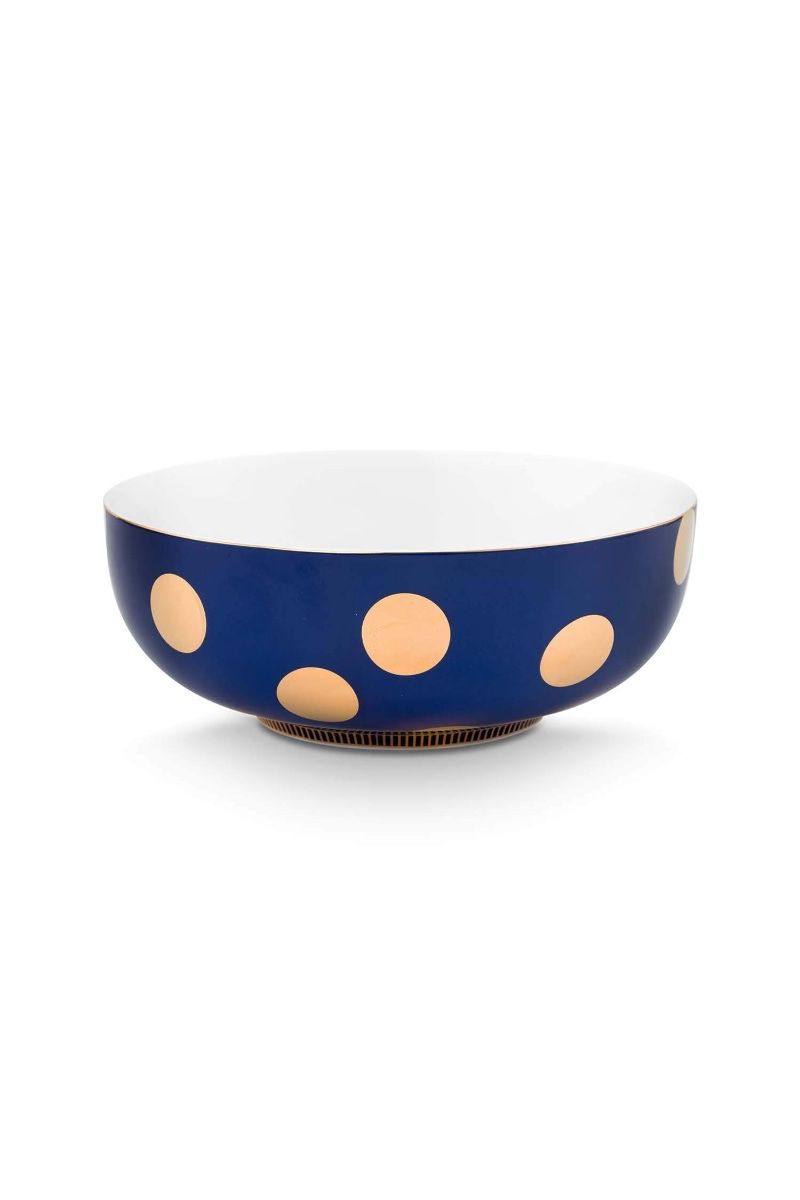 Set/2 Bowls Dot Delight Navy/Gold 20cm