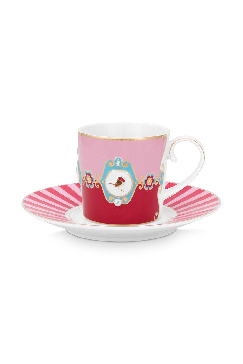 Love Birds Cup & Saucer Red/Pink