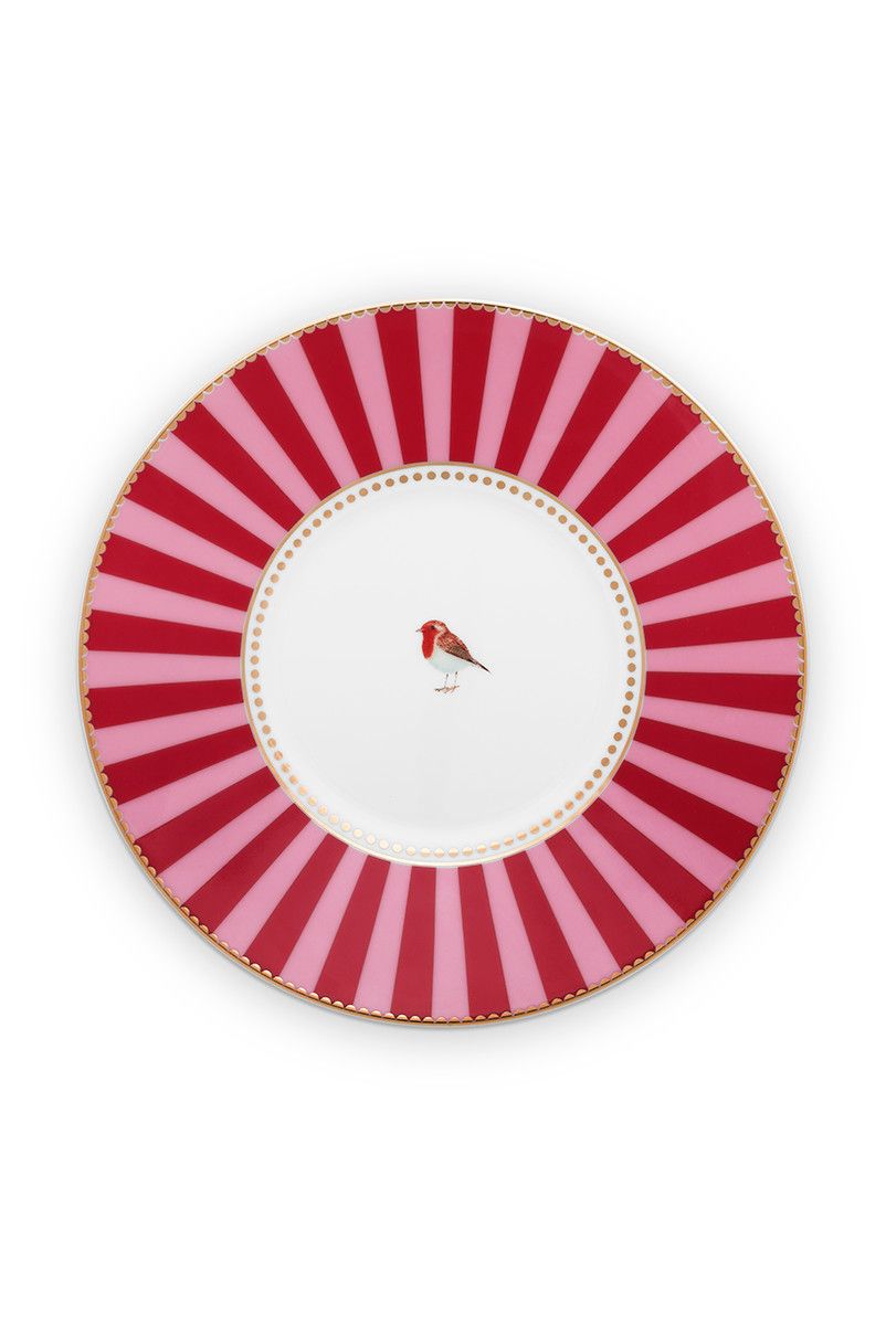 Tasse et Soucoupe à Médaillon Love Birds en Coloris Rouge/Rose