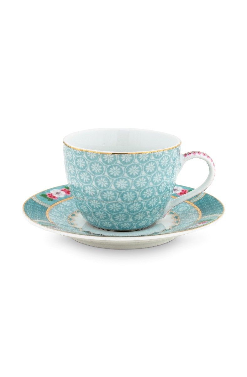 Blushing Birds Espresso Tasse & Untertasse blau