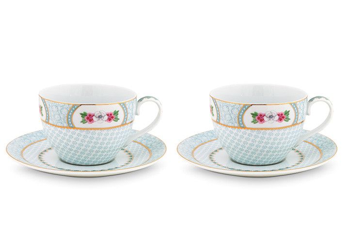 Lot de 2 Tasses et Soucoupes à Cappuccino Blushing Birds en Coloris Blanc