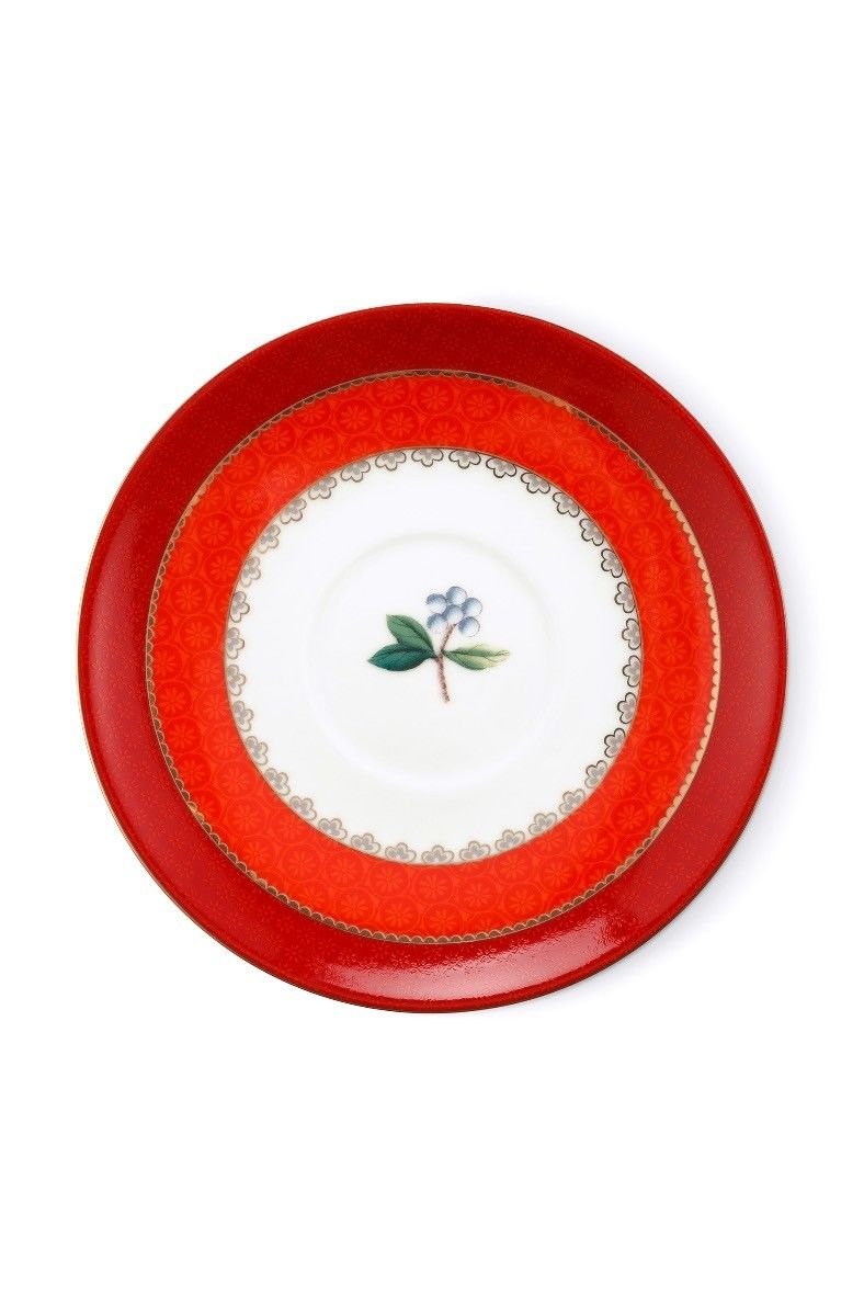 Blushing Birds Cappuccino Kop & Schotel Rood
