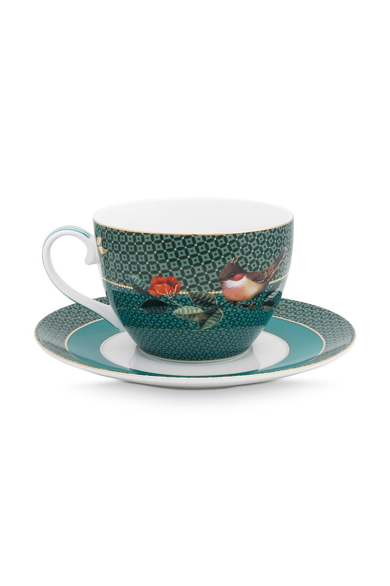 Winter Wonderland Cappuccino Cup & Saucer Green