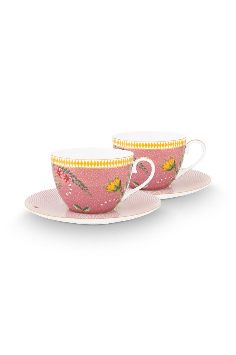 La Majorelle Set/2 Cappuccino Kop & Schotel Roze