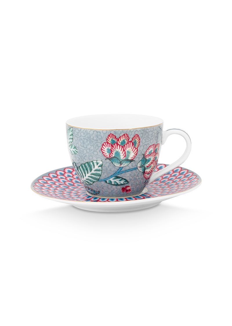 Flower Festival Espresso Cup & Saucer Light Blue