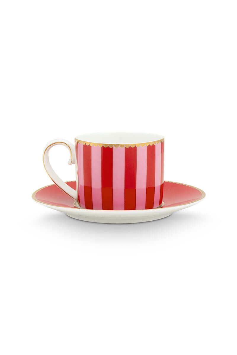 Love Birds Espresso Cup & Saucer Red/Pink
