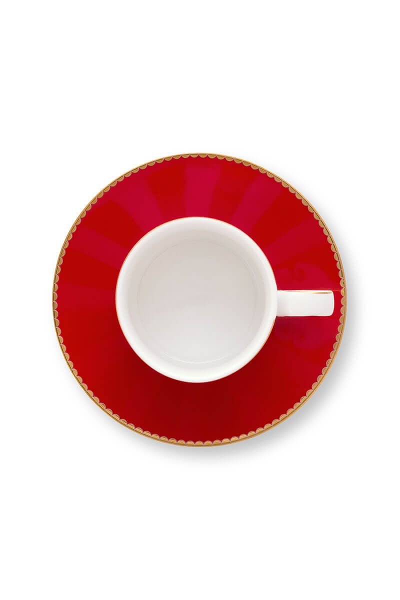 Love Birds Espresso Cup & Saucer Red/Pink