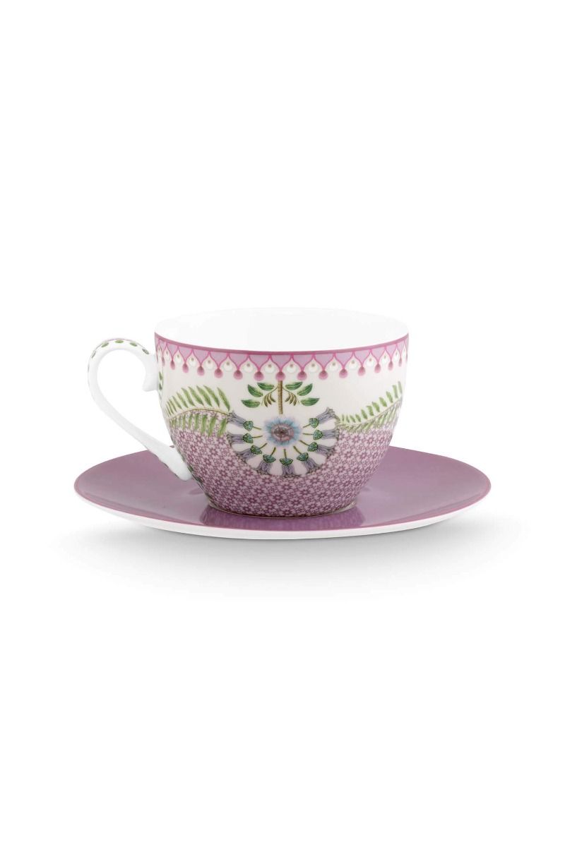 Lily & Lotus Cappuccino Cup & Saucer Lilac