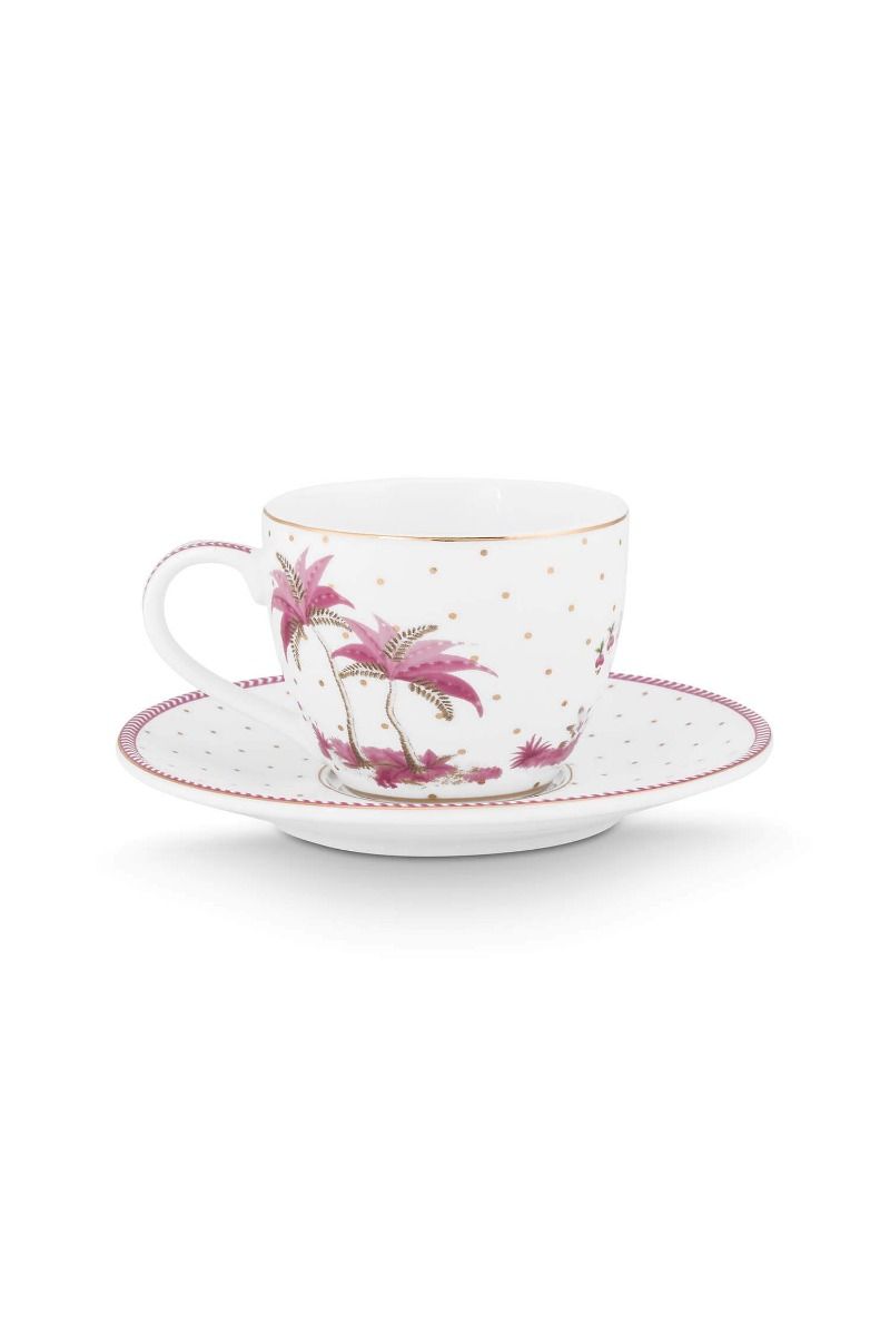Tasse et Soucoupe à Expresso Jolie Points Or Rose