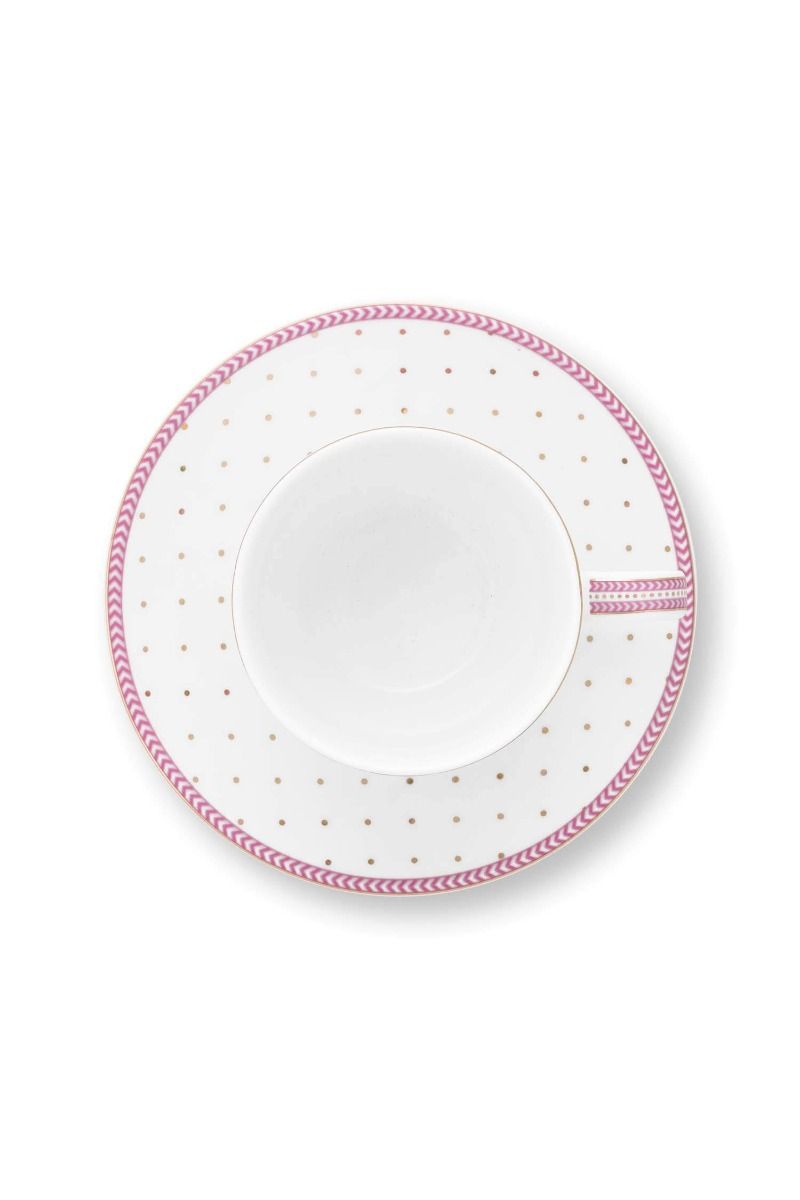 Tasse et Soucoupe à Expresso Jolie Points Or Rose