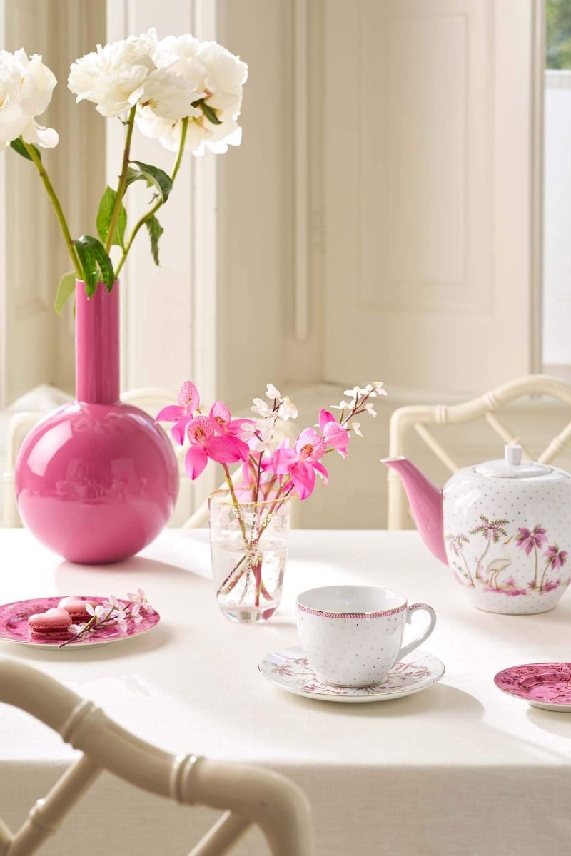 Tasse et Soucoupe Jolie Points Or Rose