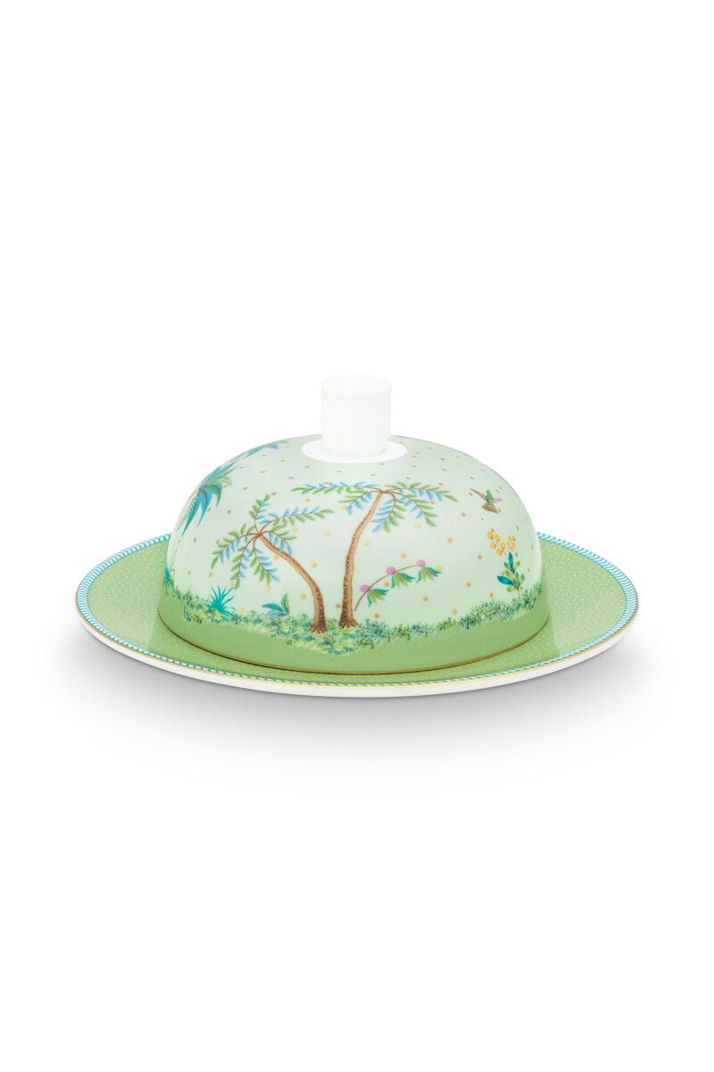 Jolie Butter Dish Round Green