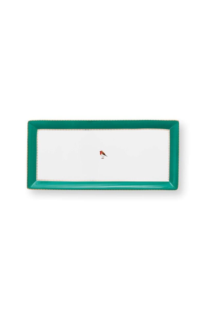 Love Birds Cake Tray Rectangular Green