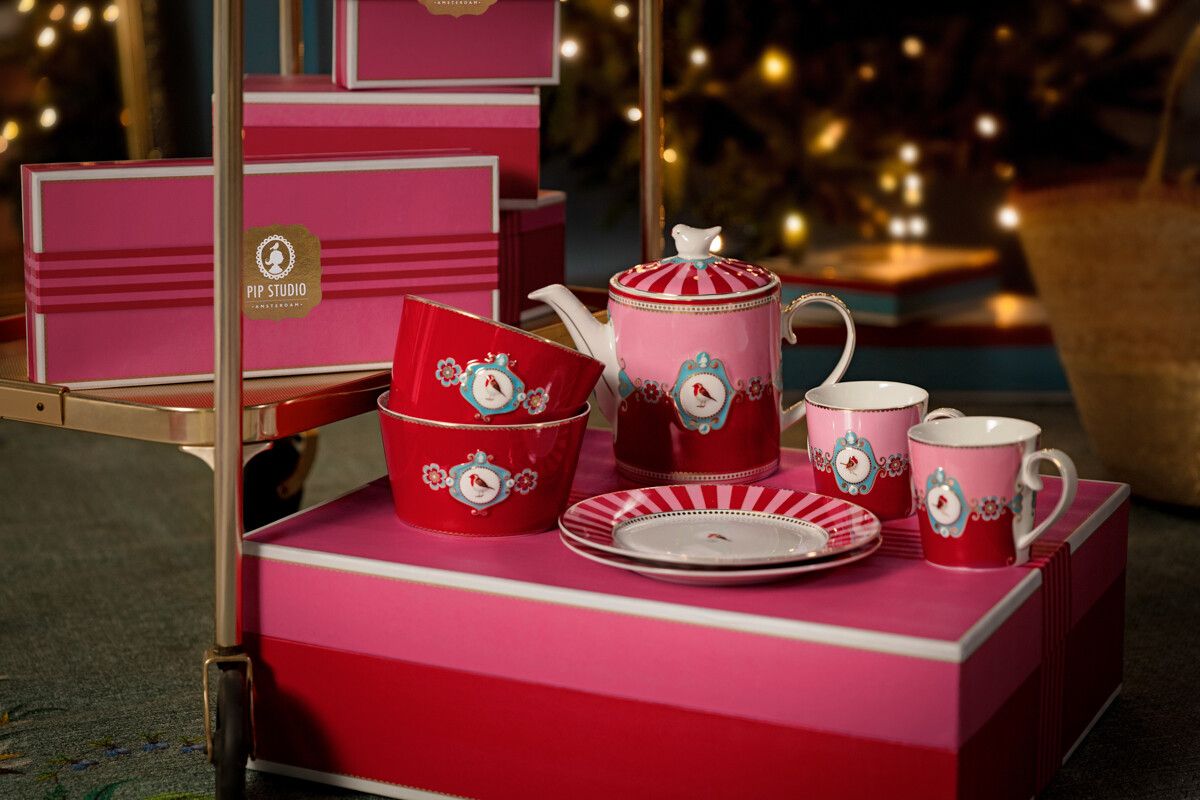 Love Birds Breakfast Set/7 Red/Pink