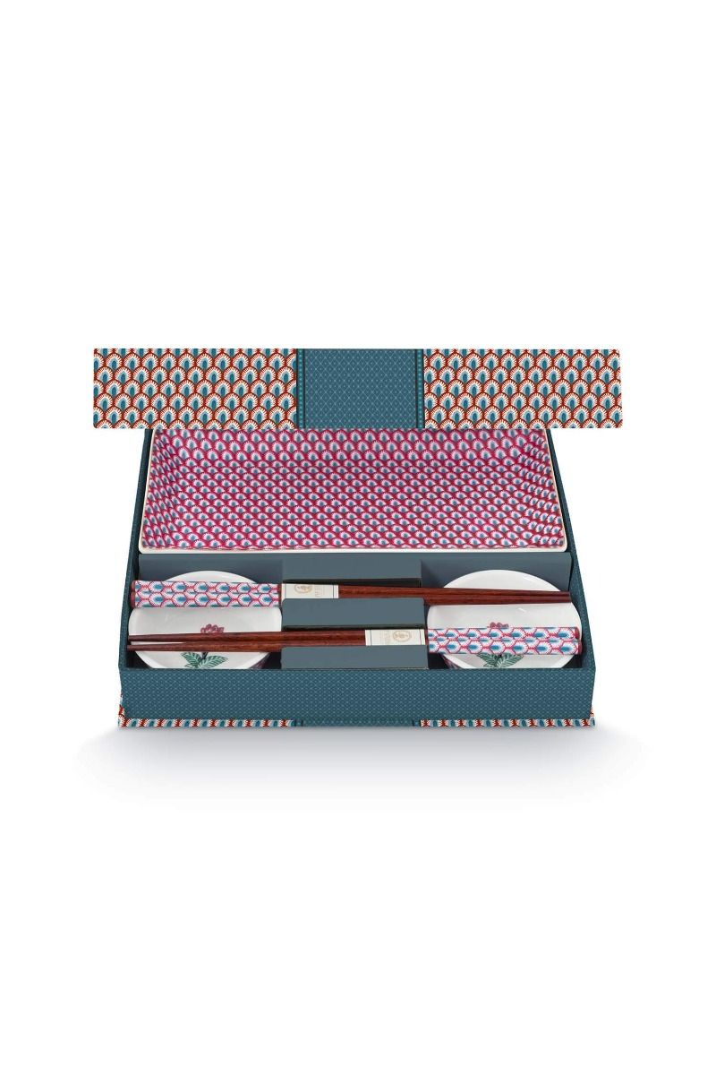 Oriental Flower Festival Sushi Set Blue