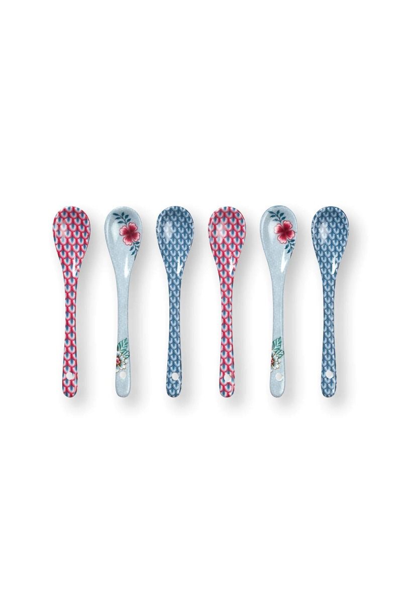 Oriental Flower Festival Set/6 Teaspoons Blue