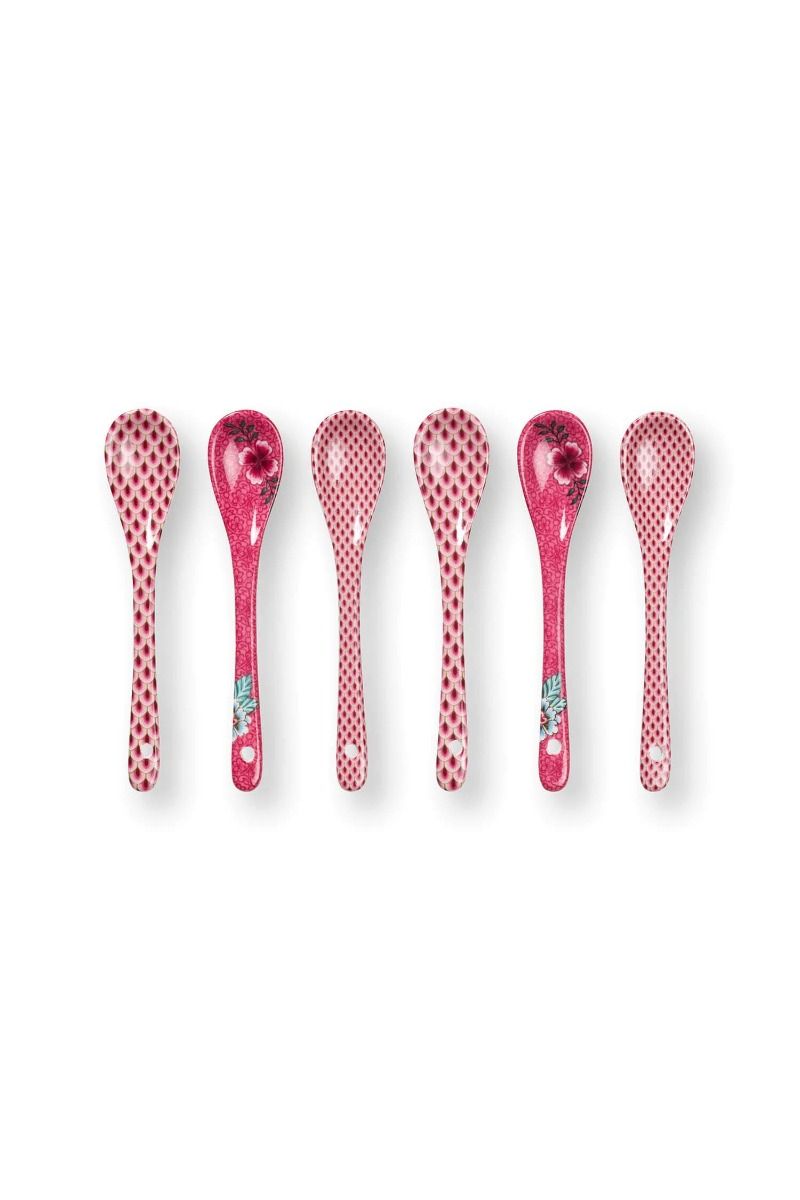 Oriental Flower Festival Set/6 Teaspoons Dark Pink