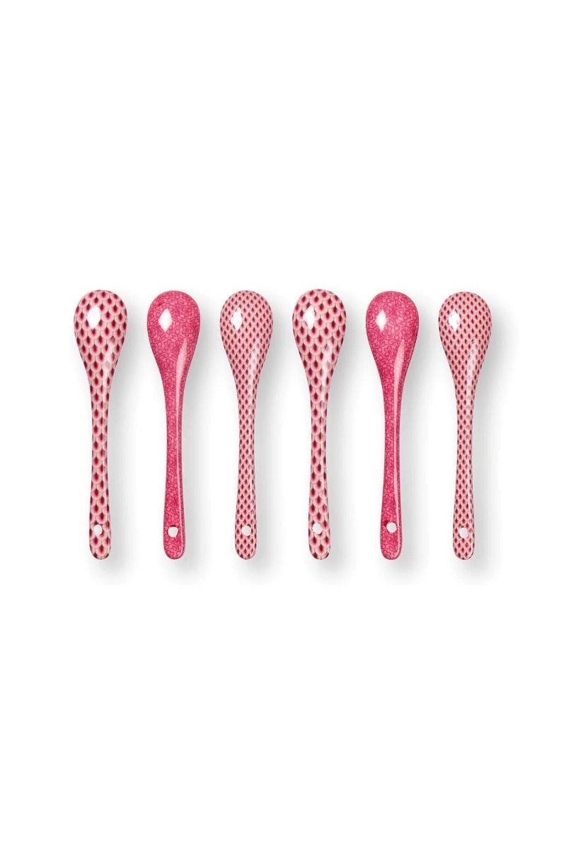 Oriental Flower Festival Set/6 Teaspoons Dark Pink