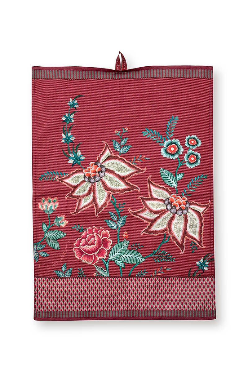 Flower Festival Tea Towel Dark Pink