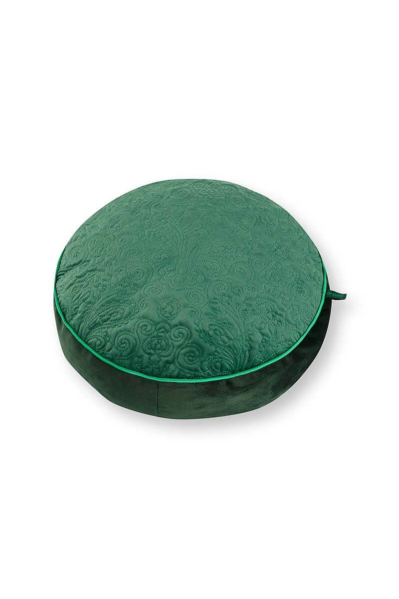 Cushion Round Quiltey Days Dark Green