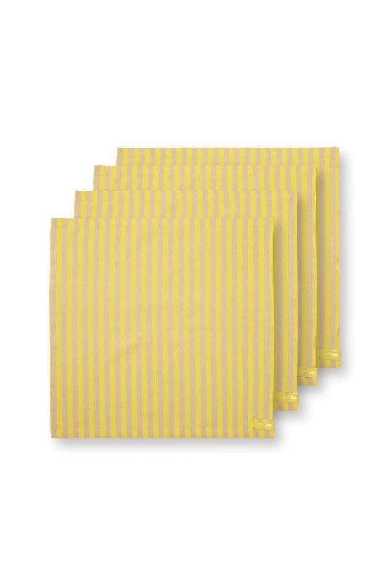 Lot de 4 Serviettes Stripes Jaune