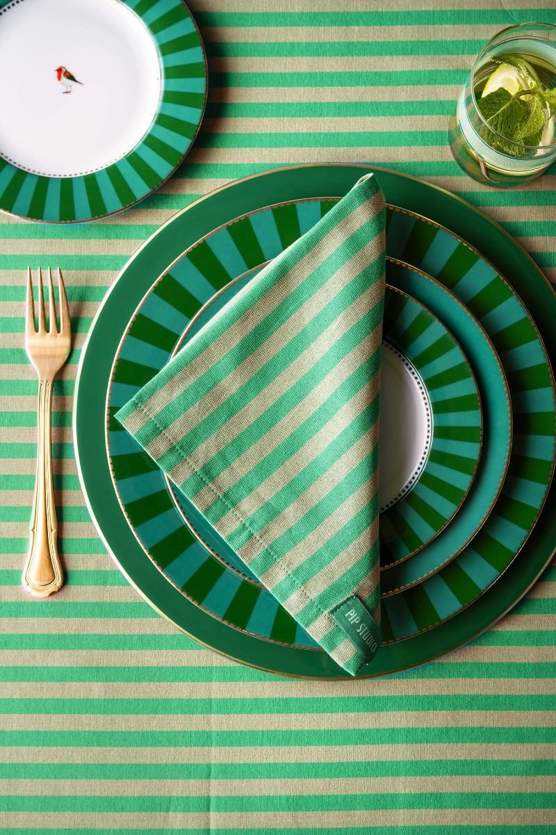 Stripes Set/4 Napkins Green