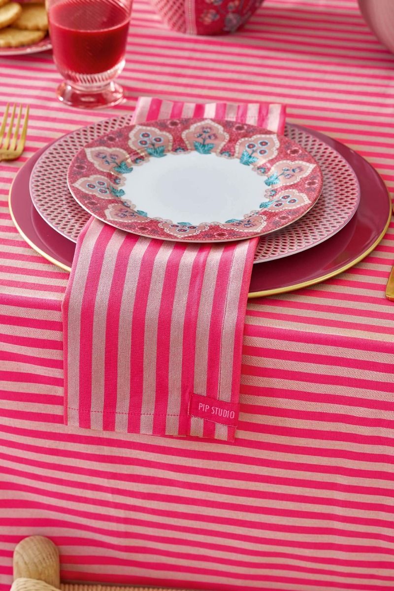 Stripes Set/4 Servetten Roze