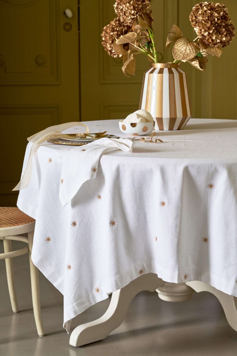 Set/2 Servetten Borduursel Sterren Goud
